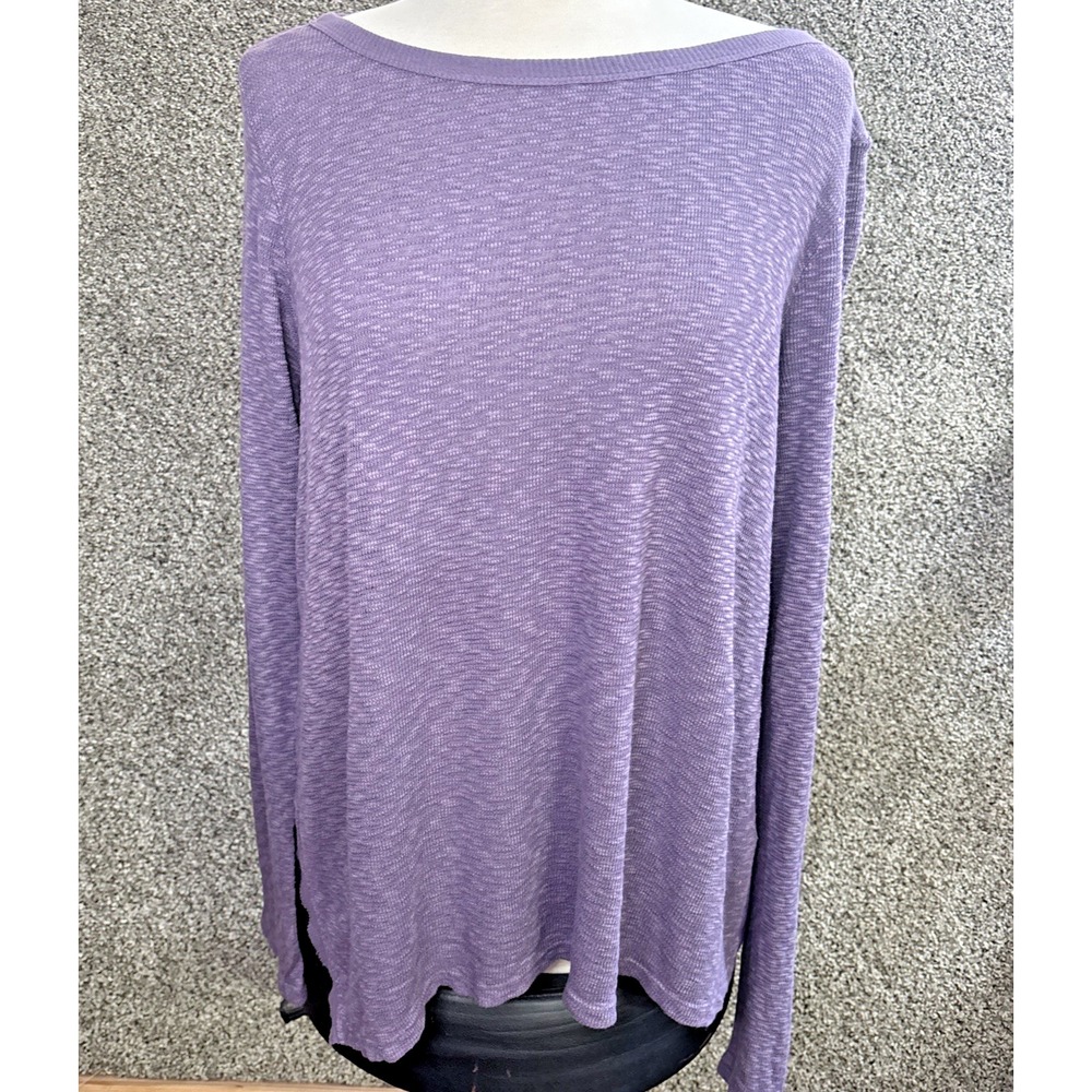 Anthropologie Left Of Center Asymmetrical Scoop Neck Long Sleeve Top Purple L